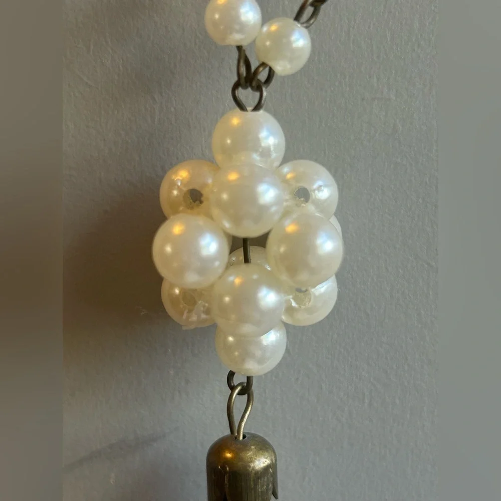 Vintage Pearl Lariat Style Necklace Boho